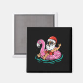 Santa Flamingo Floatie Funny Xmas im Juli Sommer C Magnet (Vorderseite/Rückseite)