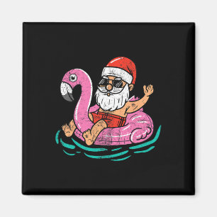 Santa Flamingo Floatie Funny Xmas im Juli Sommer C Magnet