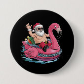 Santa Flamingo Floatie Weihnachten im Juli Sommer Button (Vorderseite)