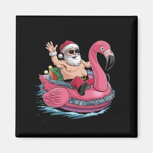 Santa Flamingo Floatie Weihnachten im Juli Sommer Magnet (Vorne)
