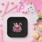Santa Flamingo Floatie Weihnachten im Juli Sommer Pappteller (Party)