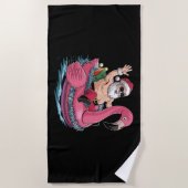 Santa Flamingo Floatie Weihnachten im Juli Sommer Strandtuch (Vorderseite)