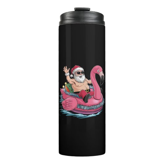 Santa Flamingo Floatie Weihnachten im Juli Sommer Thermosbecher (Vorderseite)