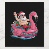 Santa Flamingo Floatie Weihnachten im Juli Sommer Weinetikett (Einzelnes Label)