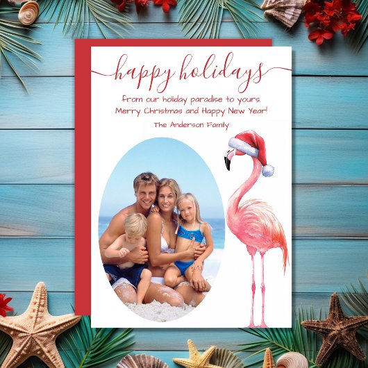 Santa Flamingo FOTO Tropical Beach Weihnachten