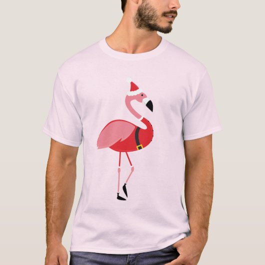 Santa Flamingo Fun Weihnachten T-Shirt (Vorderseite)