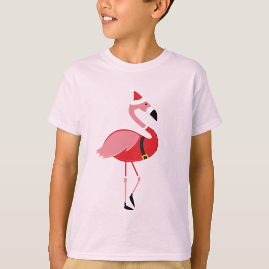 Santa Flamingo Fun Weihnachten T-Shirt (Vorderseite)