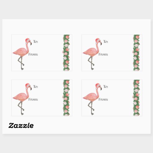 Santa Flamingo Gift Sticker (Blatt)