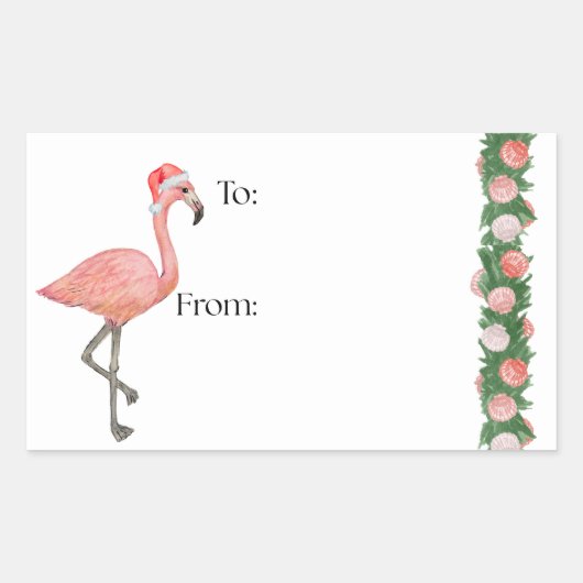 Santa Flamingo Gift Sticker (Vorderseite)