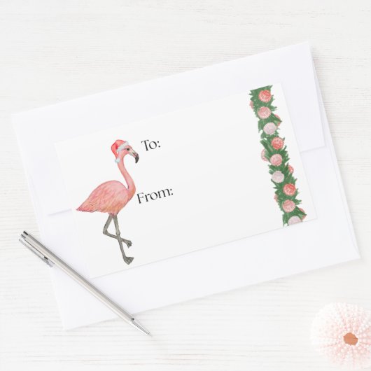 Santa Flamingo Gift Sticker (Umschlag)