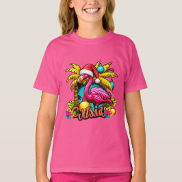 Santa Flamingo Holiday T-Shirt für tropische Weihn