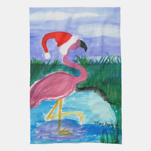 Santa Flamingo Kunst Küchentuch (Vertikal)
