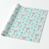 Santa Flamingo Pattern Fun AquaTropical Weihnachte Geschenkpapier (Ungerollt)
