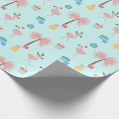 Santa Flamingo Pattern Fun AquaTropical Weihnachte Geschenkpapier (Ecke)