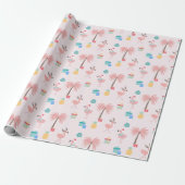 Santa Flamingo Pattern Fun Pink Tropisches Weihnac Geschenkpapier (Ungerollt)