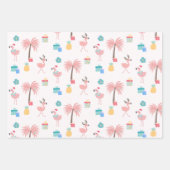 Santa Flamingo Pattern Fun Pink Tropisches Weihnac Geschenkpapier Set (Vorderseite)