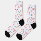 Santa Flamingo Pattern Fun Tropical Weihnachten Socken (Linkes Detail)