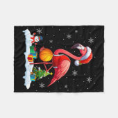 Santa Flamingo Playing Sketll Xmas Player Lover Ki Fleecedecke (Vorderseite (Horizontal))
