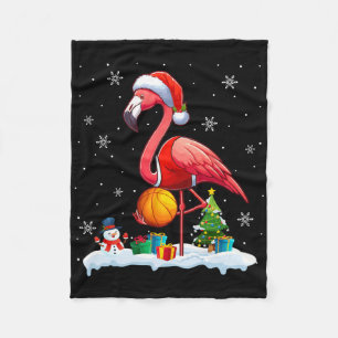 Santa Flamingo Playing Sketll Xmas Player Lover Ki Fleecedecke