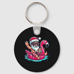 Santa Flamingo Schwimmhilfe Strand Lustiges Weihna Schlüsselanhänger
