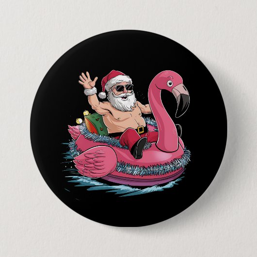 Santa-Flamingo-Schwimmhilfe-Weihnachten-im-Juli-So Button (Vorderseite)