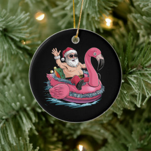 Santa-Flamingo-Schwimmhilfe-Weihnachten-im-Juli-So Keramik Ornament