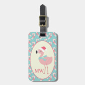 Santa Flamingo w Pink Candy Cane Muster Weihnachte Gepäckanhänger (Vorderseite vertikal)