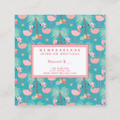 Santa Flamingo's - Aquamarines Weihnachtsgeschenkz Quadratische Visitenkarte (Rückseite)