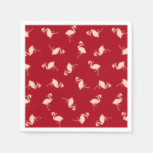 Santa Flamingos Burgundy Muster