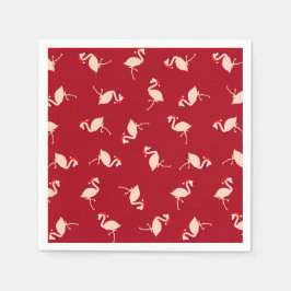 Santa Flamingos Burgundy Muster Serviette