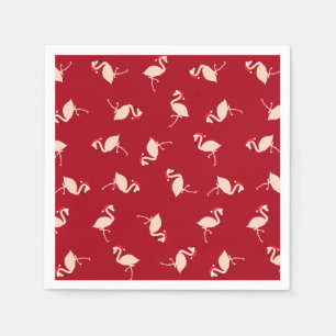 Santa Flamingos Burgundy Muster Serviette