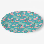 Santa Flamingo's - Fun Aqua Tropical Weihnachten Pappteller (Schrägansicht)