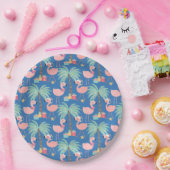 Santa Flamingo's - Fun Blue Tropical Weihnachten Pappteller (Party)