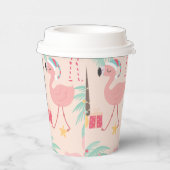 Santa Flamingo's - Fun Pink Tropical Weihnachten Pappbecher (Rechts)