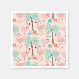Santa Flamingo's - Fun Pink Tropical Weihnachten Serviette