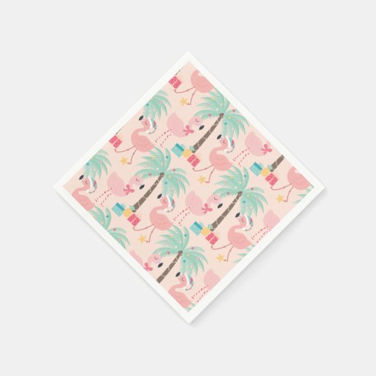 Santa Flamingo's - Fun Pink Tropical Weihnachten Serviette (Ecke)