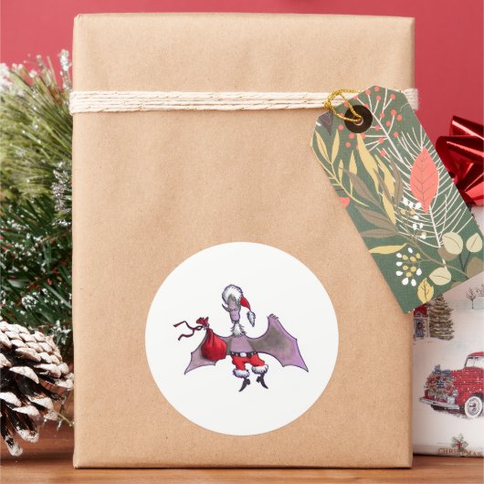 Santa Fledermaus große runde Aufkleber Blatt (Feiertag)