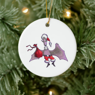 Santa-Fledermaus-Keramik-Weihnachtsbaumanhänger Keramik Ornament