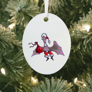 Santa-Fledermaus-Oval-Metallschmuck Ornament Aus Metall