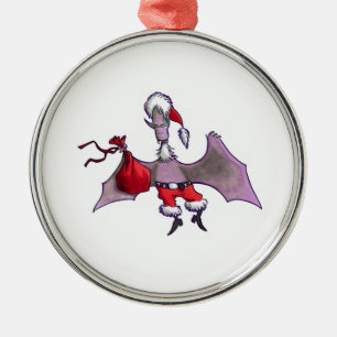 Santa-Fledermaus-Rund Premium-Ornament Ornament Aus Metall