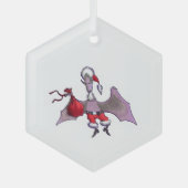 Santa-Fledermaus-Sechseck-Glasornament Ornament Aus Glas (Vorderseite)