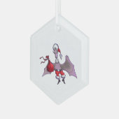 Santa-Fledermaus-Sechseck-Glasornament Ornament Aus Glas (Vorderseite Links)