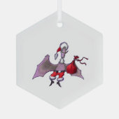 Santa-Fledermaus-Sechseck-Glasornament Ornament Aus Glas (Rückseite)