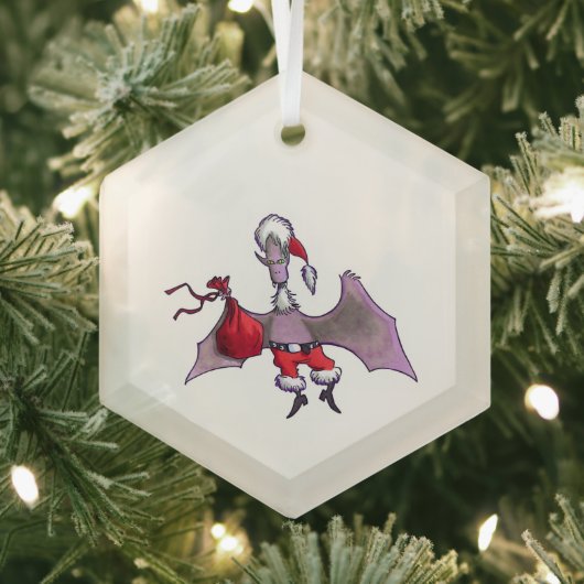 Santa-Fledermaus-Sechseck-Glasornament Ornament Aus Glas (Insitu)