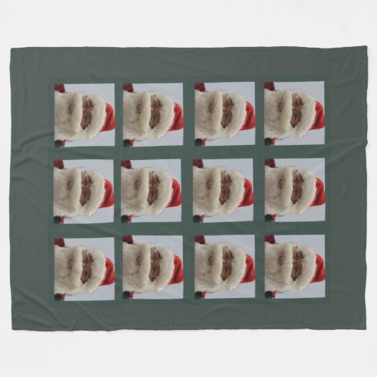 Santa Fleece Blanket Dunkelgrüner Hintergrund (Vorderseite (Horizontal))