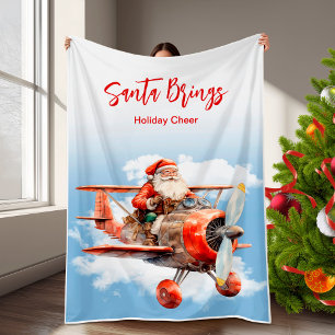 Santa fliegt hoch Weihnachten Fleecedecke