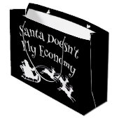Santa Fly Economy Fly Funny Weihnachtsgeschenk Große Geschenktüte (Rückseite Schrägansicht)
