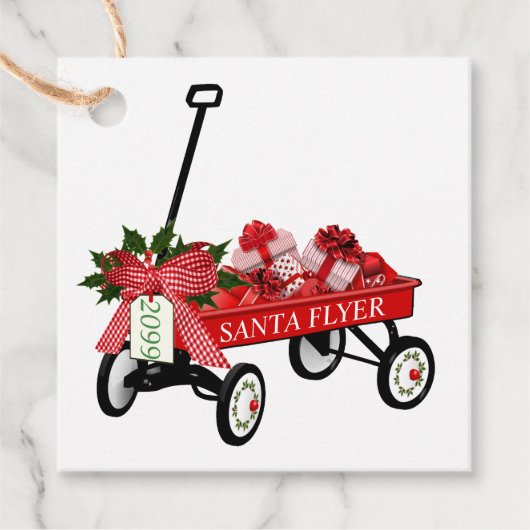 Santa Flyer Wagon mit Geschenken Gönnen Weihnachte Geschenkanhänger (Vorderseite)