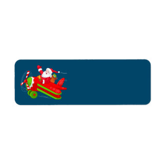 Santa Flying Airplane Address Labels