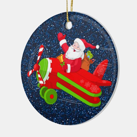 Santa Flying Airplane Ornament (Links)